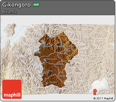 Physical 3D Map of Gikongoro, lighten