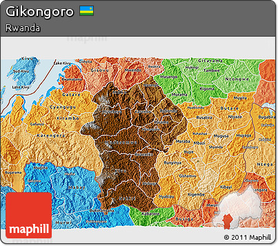 Physical 3D Map of Gikongoro, political shades outside