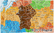 Physical 3D Map of Gikongoro, political shades outside