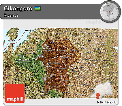 Physical 3D Map of Gikongoro, satellite outside