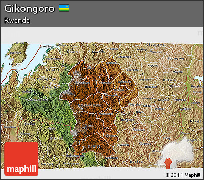 Physical 3D Map of Gikongoro, satellite outside