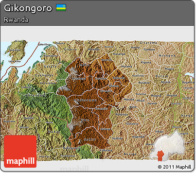 Physical 3D Map of Gikongoro, satellite outside
