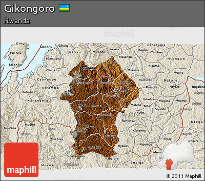 Physical 3D Map of Gikongoro, shaded relief outside