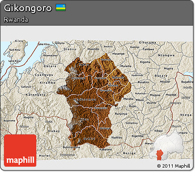 Physical 3D Map of Gikongoro, shaded relief outside
