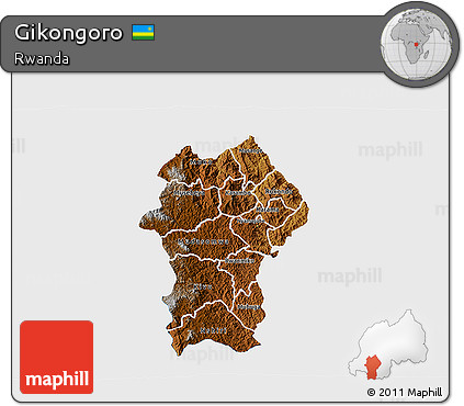 Physical 3D Map of Gikongoro, single color outside