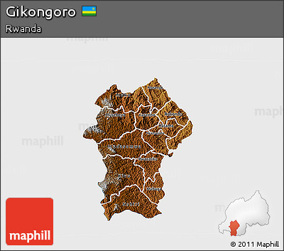 Physical 3D Map of Gikongoro, single color outside