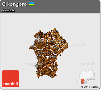 Physical 3D Map of Gikongoro, single color outside