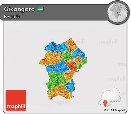 Political 3D Map of Gikongoro, cropped outside