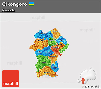 Political 3D Map of Gikongoro, cropped outside