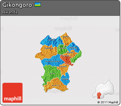 Political 3D Map of Gikongoro, cropped outside