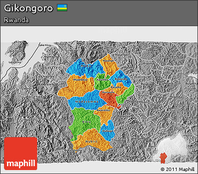 Political 3D Map of Gikongoro, desaturated