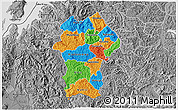 Political 3D Map of Gikongoro, desaturated