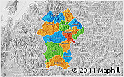Political 3D Map of Gikongoro, lighten, desaturated