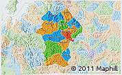 Political 3D Map of Gikongoro, lighten