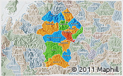 Political 3D Map of Gikongoro, lighten, semi-desaturated
