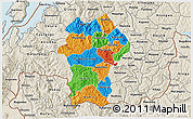 Political 3D Map of Gikongoro, shaded relief outside