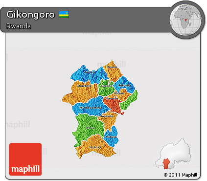 Political 3D Map of Gikongoro, single color outside