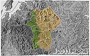 Satellite 3D Map of Gikongoro, desaturated