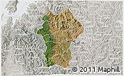 Satellite 3D Map of Gikongoro, lighten, semi-desaturated