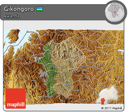 Satellite 3D Map of Gikongoro, physical outside