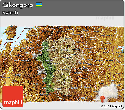 Satellite 3D Map of Gikongoro, physical outside