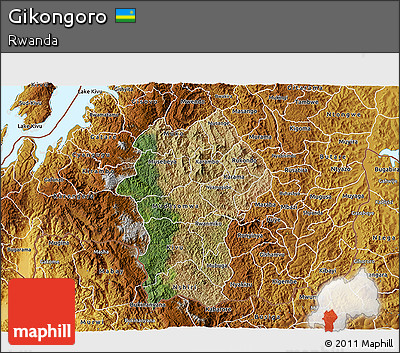 Satellite 3D Map of Gikongoro, physical outside