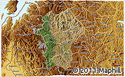 Satellite 3D Map of Gikongoro, physical outside