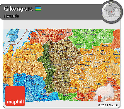 Satellite 3D Map of Gikongoro, political shades outside