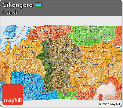 Satellite 3D Map of Gikongoro, political shades outside