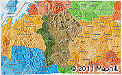 Satellite 3D Map of Gikongoro, political shades outside