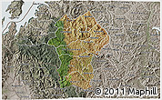Satellite 3D Map of Gikongoro, semi-desaturated