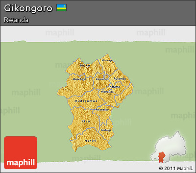 Savanna Style 3D Map of Gikongoro, single color outside