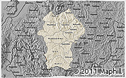 Shaded Relief 3D Map of Gikongoro, darken, desaturated