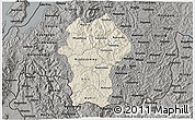 Shaded Relief 3D Map of Gikongoro, darken, semi-desaturated