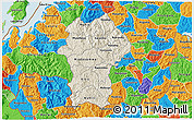 Shaded Relief 3D Map of Gikongoro, political outside