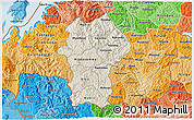 Shaded Relief 3D Map of Gikongoro, political shades outside