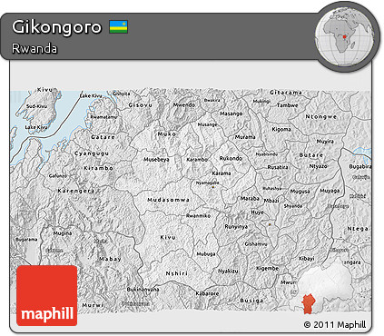 Silver Style 3D Map of Gikongoro