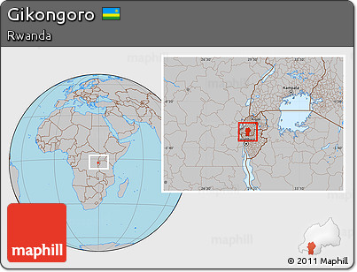 Gray Location Map of Gikongoro, within the entire country