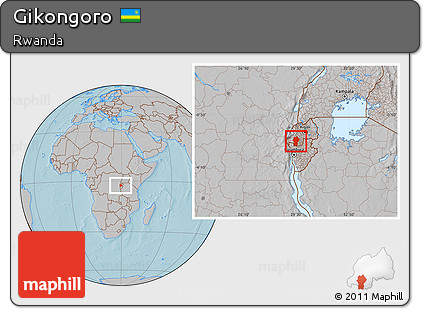 Gray Location Map of Gikongoro, hill shading
