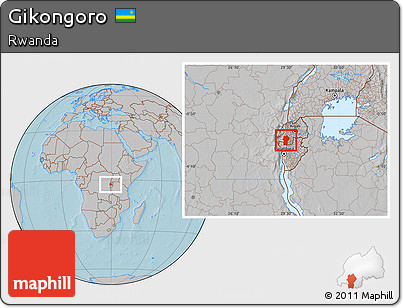 Gray Location Map of Gikongoro, hill shading