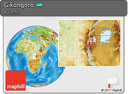 Physical Location Map of Gikongoro, highlighted country