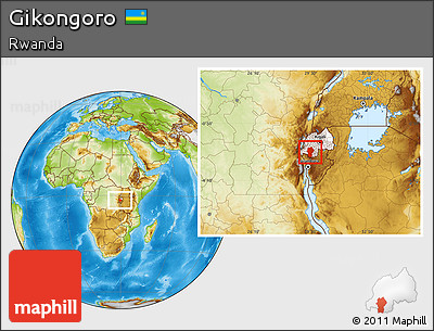 Physical Location Map of Gikongoro, highlighted country