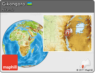 Physical Location Map of Gikongoro, highlighted country