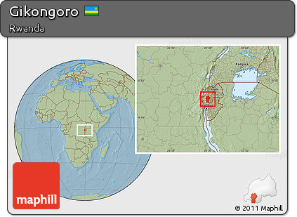 Savanna Style Location Map of Gikongoro, hill shading
