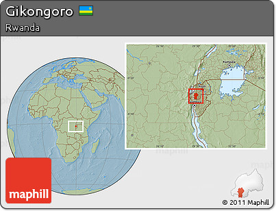 Savanna Style Location Map of Gikongoro, hill shading