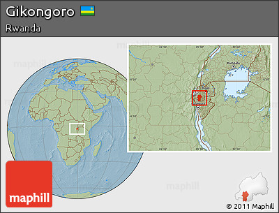 Savanna Style Location Map of Gikongoro, hill shading