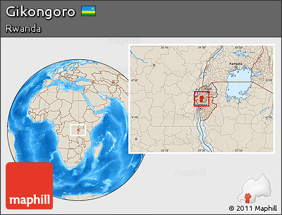 Shaded Relief Location Map of Gikongoro