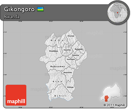 Gray Map of Gikongoro, single color outside