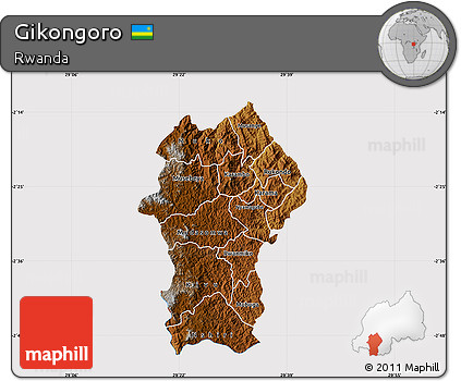 Physical Map of Gikongoro, cropped outside