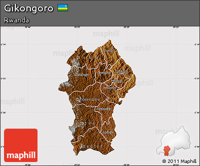 Physical Map of Gikongoro, cropped outside